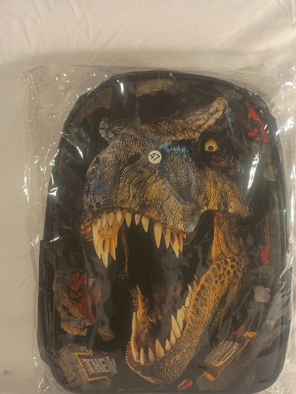 Dinosaur Graphic Backpack with Large T-Rex Print - Black/Brown